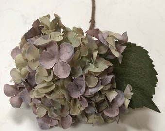 Artificial Faux Vintage muted mauve Hydrangea Stem, Faux stem, Hydrangea, Artificial hydrangea stem.