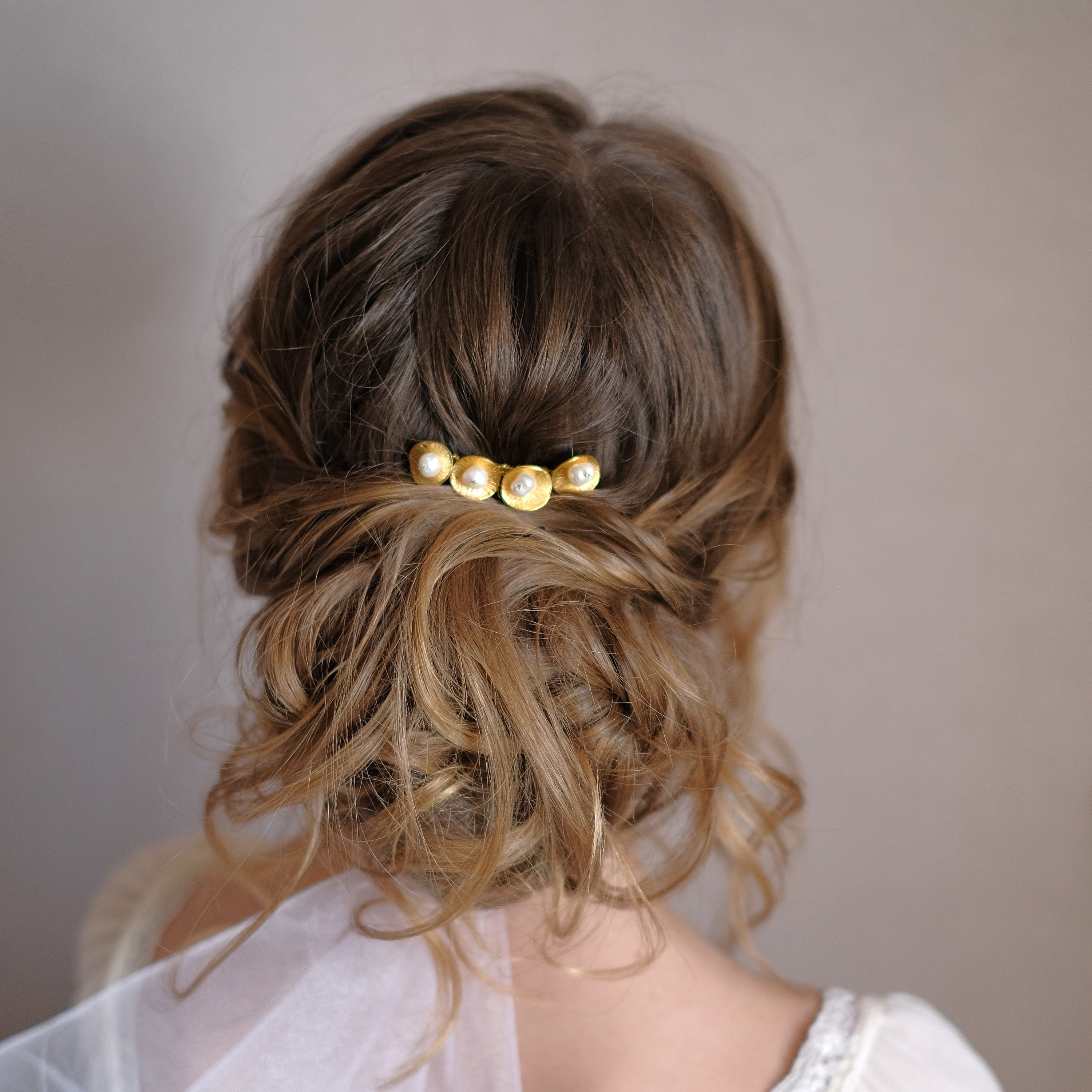 Gold hair pieces with pearls Moonlight crystals hair vine Etsy