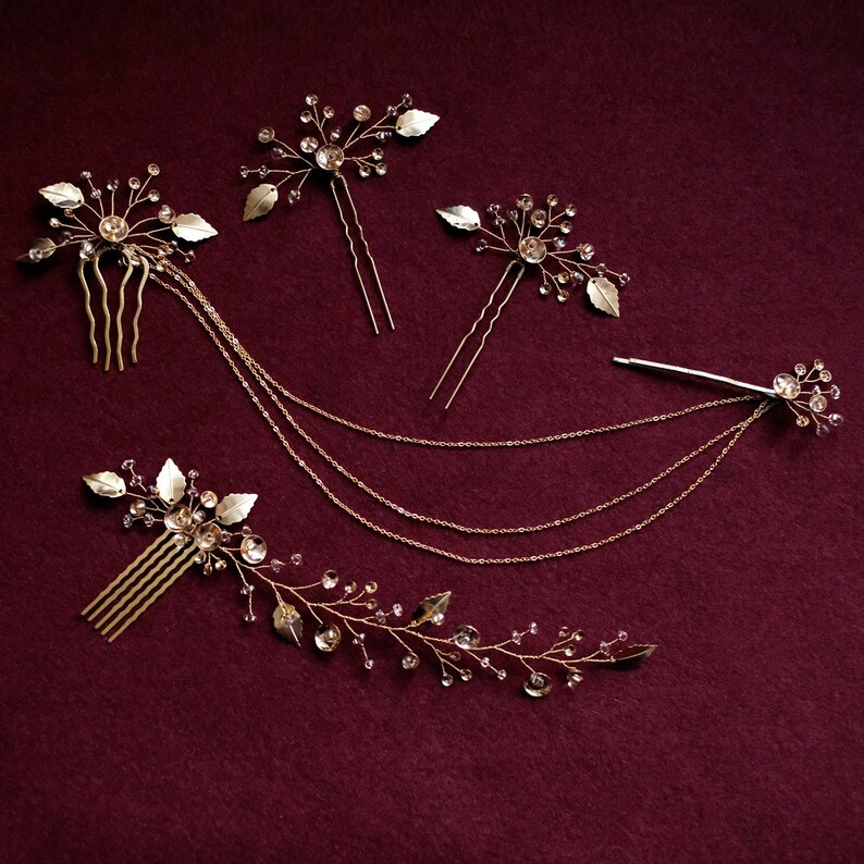 Gold Hair Accessories for Bridal Hair With Preciosa Beads Etsy