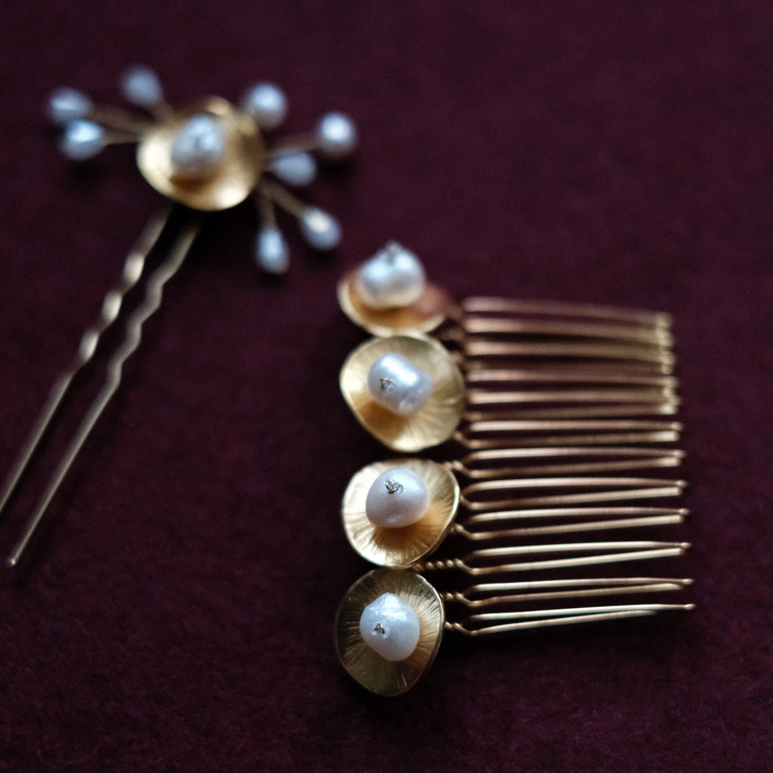 Gold hair pieces with pearls Moonlight crystals hair vine Etsy