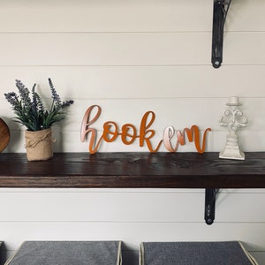 Hook Em Metal Sign - Burnt Orange