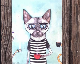 Cool Cats Drinking Coffee