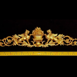 Large Gilt or White French Antique Empire Style Decorative Wall Furniture Moulding Pediment Plastic Decoration