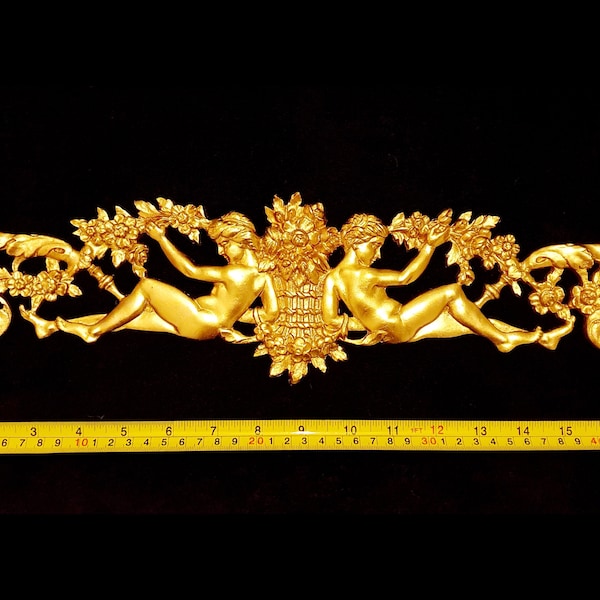 Large Gilt or White French antique Empire Style Decorative Wall Furniture Moulding Pediment Plastic  Decoration