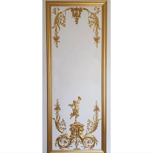 Decorative french antique style Louis XVI Marie Antoinette gilt or white plastic wall panelling panel