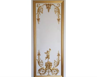 Decorative french antique style Louis XVI Marie Antoinette gilt or white plastic wall panelling panel