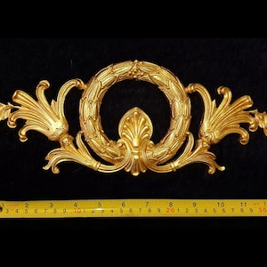 Large Gilt or White French Style Empire Decorative Wall Furniture Moulding Onlay Plaque Pediment Plastic  Decoration