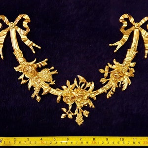 Large Gilt or White French Louis XVI Style Decorative Wall Furniture Moulding Onlay Plaque Pediment Plastic Decoration