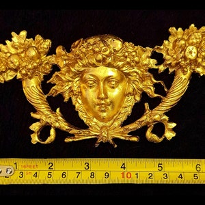 Gilt Gold or White French Empire Style Onlay Applique Face Decorative Wall Furniture Moulding Pediment Plastic Decoration