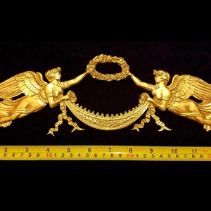Large Gilt or White French antique Empire Style Decorative Wall Furniture Moulding Pediment Plastic Decoration