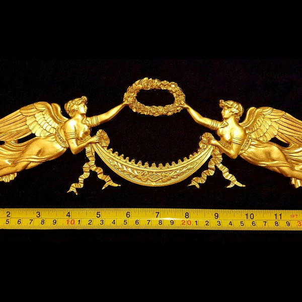 Large Gilt or White French antique Empire Style Decorative Wall Furniture Moulding Pediment Plastic Decoration