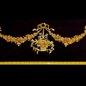 Large Ornate  Applique Gilt or White French Style Decorative Wall Furniture Moulding Pediment Plastic Decoration