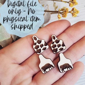 Cow Tag Bundle Earring SVG - Digital File Download - Glowforge File , Laser SVG File, Jewelry SVG Laser File, Earrings