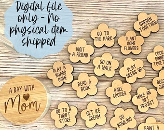 Un día con mamá Jar SVG - Descarga de archivo digital del día de la madre - Archivo Glowforge, Archivo láser SVG, Archivo láser SVG para niños, Tarro del día de la madre
