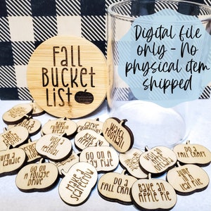 Fall Bucket List Jar SVG - Digital File Download - Glowforge File , Laser SVG File, Kids SVG Laser File, Fall Jar File, Fall Activities