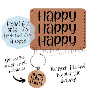 Happy Retro Patch & design SVG - Digital Download - Digital File Download - Glowforge File, Laser SVG File