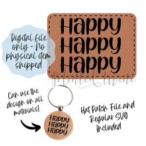 Happy Retro Patch & design SVG - Digital Download - Digital File Download - Glowforge File, Laser SVG File
