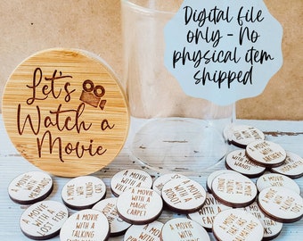 Let's Watch A Movie Jar SVG - Digitaal bestand downloaden - Glowforge-bestand, Laser SVG-bestand, Kids SVG Laser-bestand, Filmpot