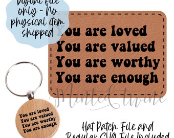 You Are Worthy Hat-patch & ontwerp SVG - digitale download - digitale bestandsdownload - Glowforge-bestand, laser SVG-bestand
