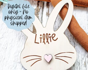 Osterkorb Namensschilder Häschen-Datei - Digitaler Dateidownload - Glowforge-Datei, Laser SVG-Datei, Kinder SVG Laser-Datei, Eiersuche