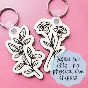 Floral Bundle SVG Keychain - Flower Bundle Digital File Download - Glowforge File , Laser SVG File, Jewelry SVG Laser File, Keychain