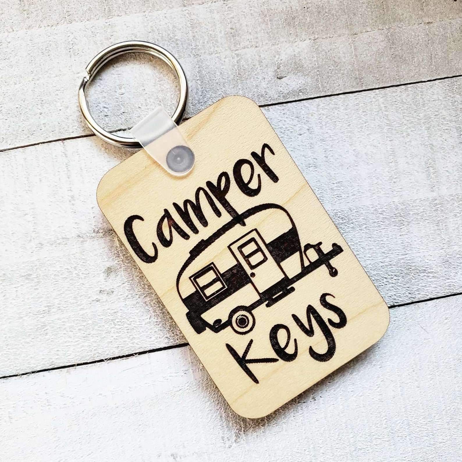 Camper Keys Keychain Camper Wood Engraved Keychain Dark Etsy
