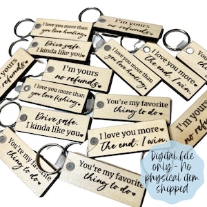 Valentinstag Schlüsselbund Bundle SVG - Für ihn Liebe Schlüsselbund Digitaler Dateidownload - Glowforge-Datei, Laser SVG-Datei, SVG Laser-Datei