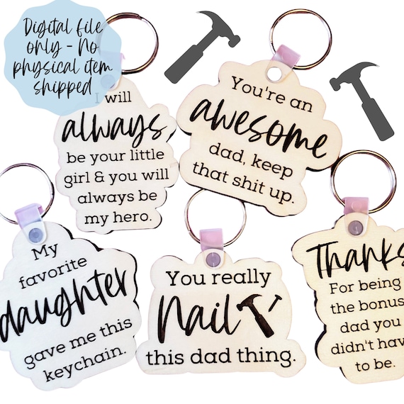 Father's Day Keychain Bundle SVG - Dad Digital File Download - Glowforge File , Laser SVG File, bundle SVG Laser File, Keychain