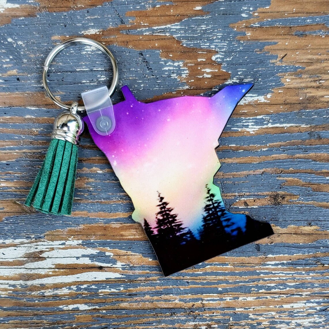 Minnesota Northern Lights Keychain Key Chain with Sky Scenic Etsy