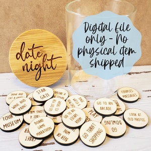 Date Night Jar SVG - Descarga de archivos digitales - Glowforge File , Laser SVG File, Kids SVG Laser File