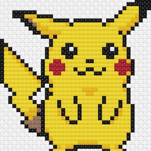 Pikachu Cross Stitch Stitch Pattern Chart Needlecraft - Etsy