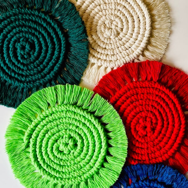 Macrame pattern cotton coasters best housewarming gift