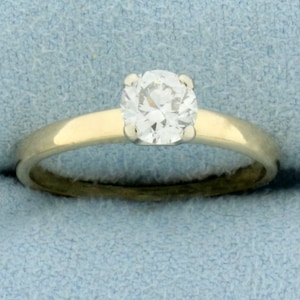 Vintage Old European Cut Diamond Solitaire Engagement Ring in 14k Yellow Gold
