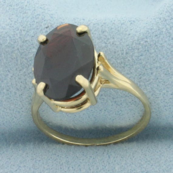 Garnet Solitaire Statement Ring in 14k Yellow Gold - image 2