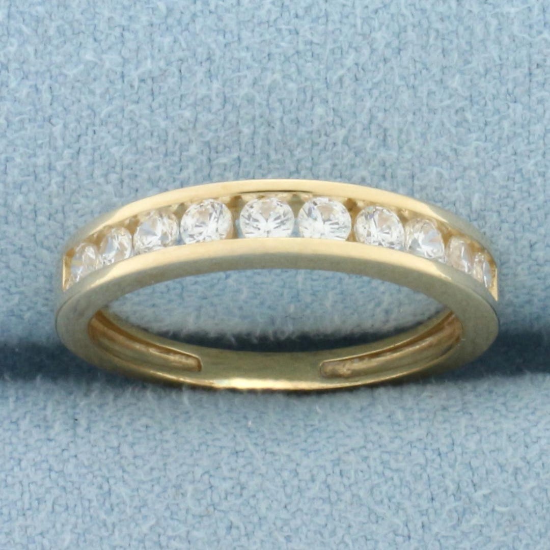 CZ Channel Set Wedding Band Ring in 14k Yellow Gold - Etsy