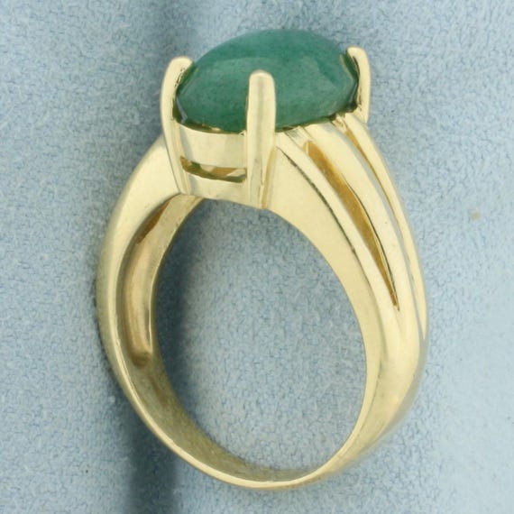Jade Solitaire Statement Ring in 14k Yellow Gold - image 3