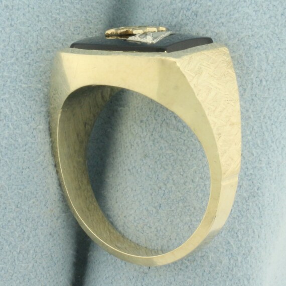Vintage Mens Diamond E or F Initial Monogram Ring… - image 3