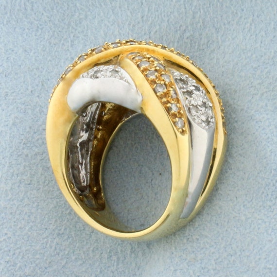 Vintage Diamond Criss Cross Design Statement Ring… - image 3