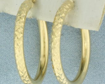 Italian Diamond Cut Hoop Earrings in 18k Yellow Gold