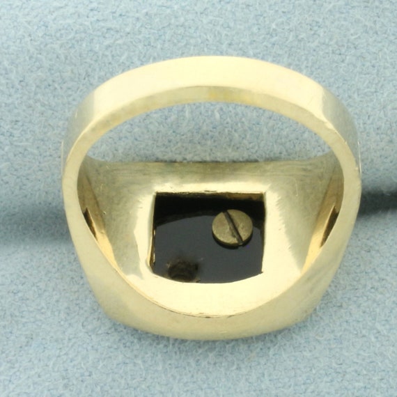 Vintage Mens Diamond E or F Initial Monogram Ring… - image 4