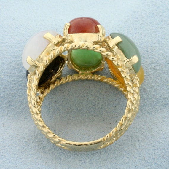 Designer Jade Statement Ring in 14K Yellow Gold - image 3