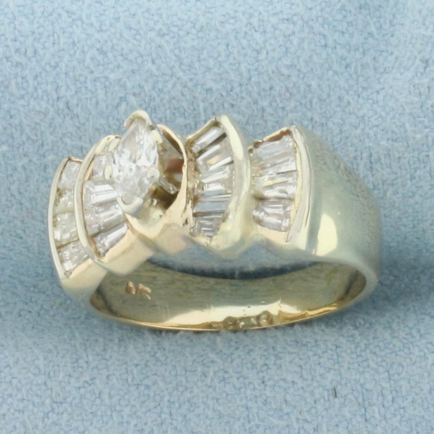Vintage Marquise Diamond Engagement Ring in 14k Yellow Gold - Etsy