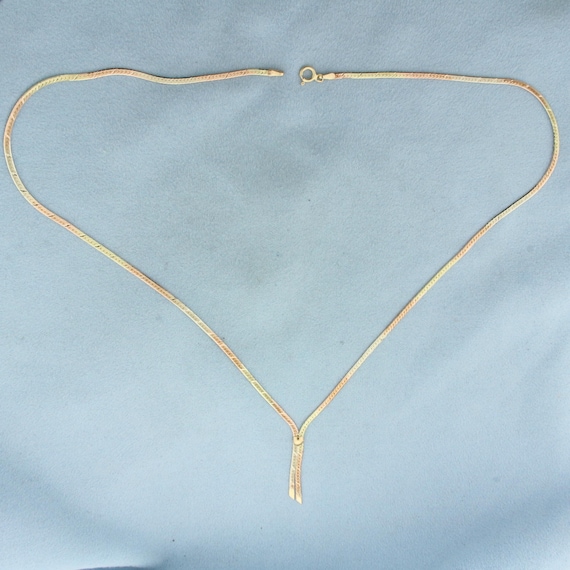 イタリア製トリカラーダイヤモンドカットヘリンボーンネックレス（14K 