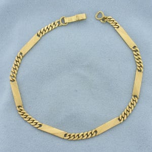 Bar and Link Chain Link Anklet in 18K Yellow Gold
