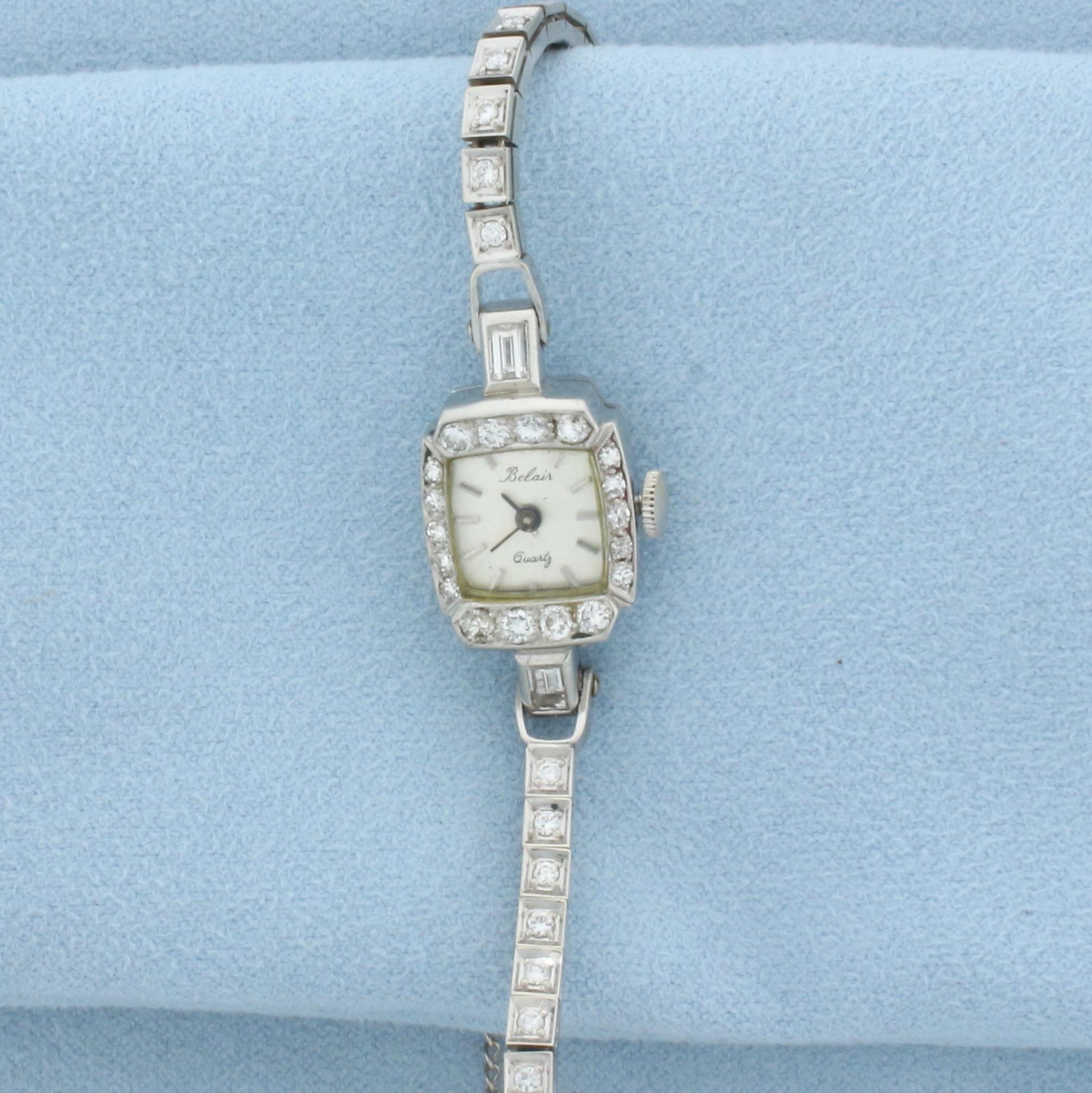 Vintage Womans Belaire Diamond Watch in 14k White Gold - Etsy