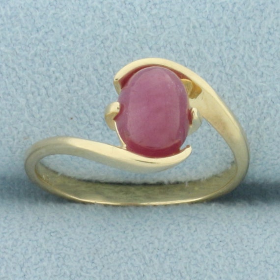 Natural Cabochon Ruby Bypass Ring in 14k Yellow G… - image 1