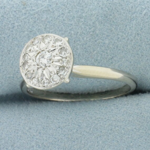 Pave Diamond Disc Design Ring in 14k White Gold - image 2