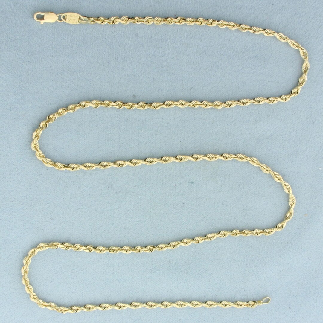 14k Rope Chain 22 In 22 Inch Rope Link Chain Necklace in 14k Yellow Gold - Etsy