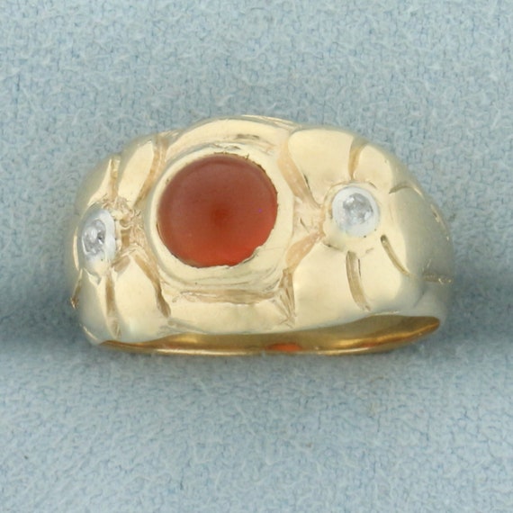 Spessartite and Diamond Ring in 14k Yellow Gold - image 2