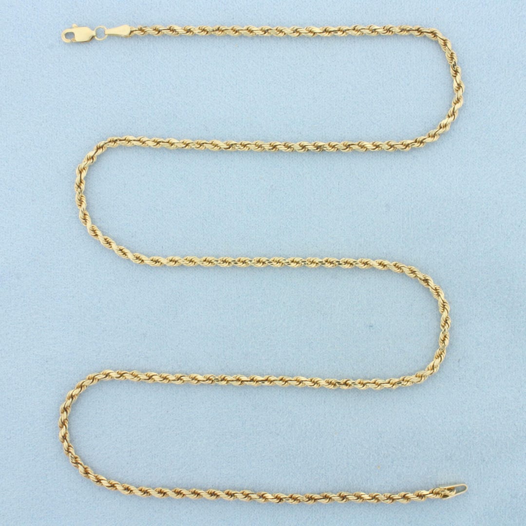 20 Inch Rope Link Chain Necklace in 14k Yellow Gold - Etsy